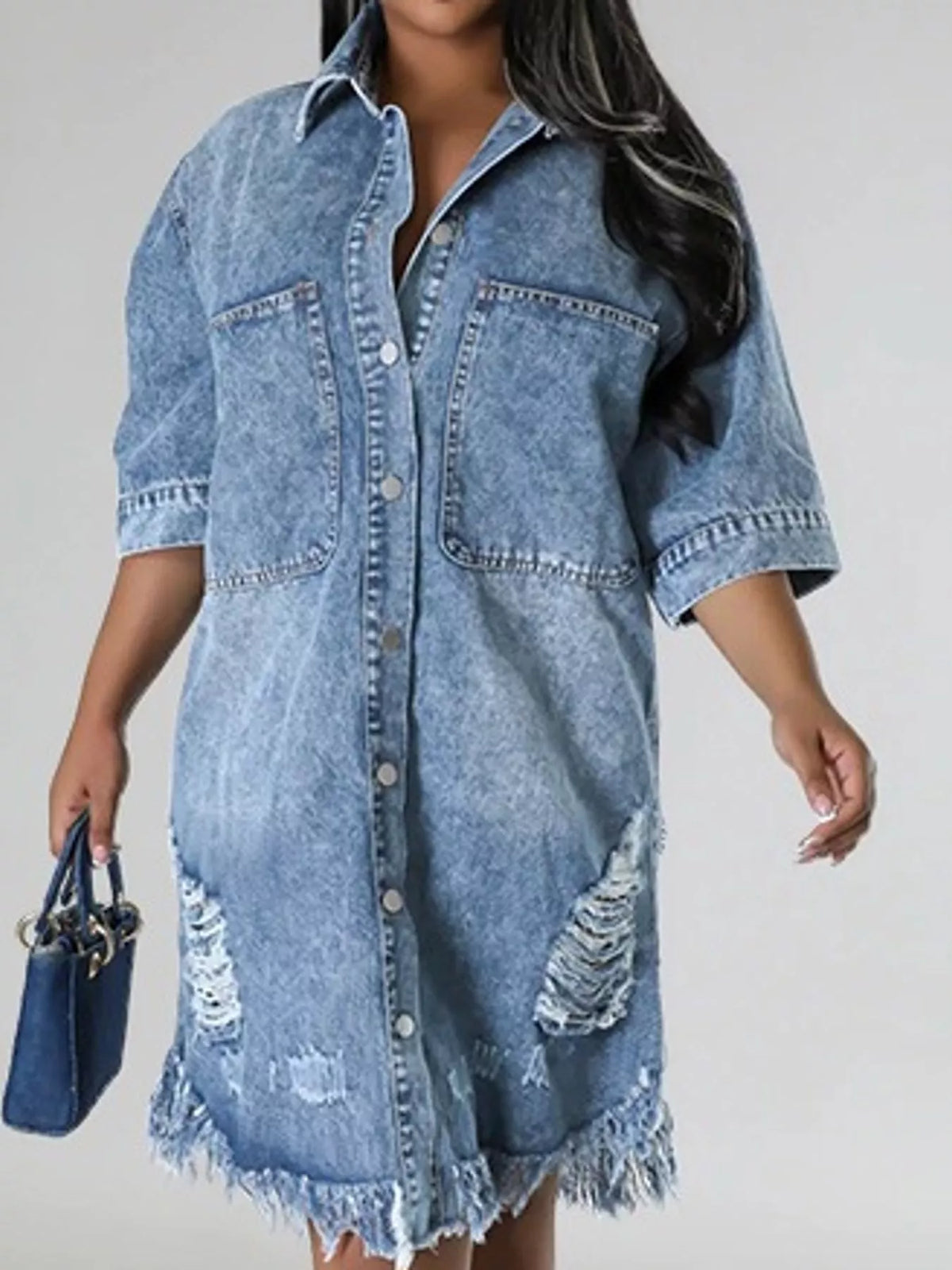 Denim dress, light blue front