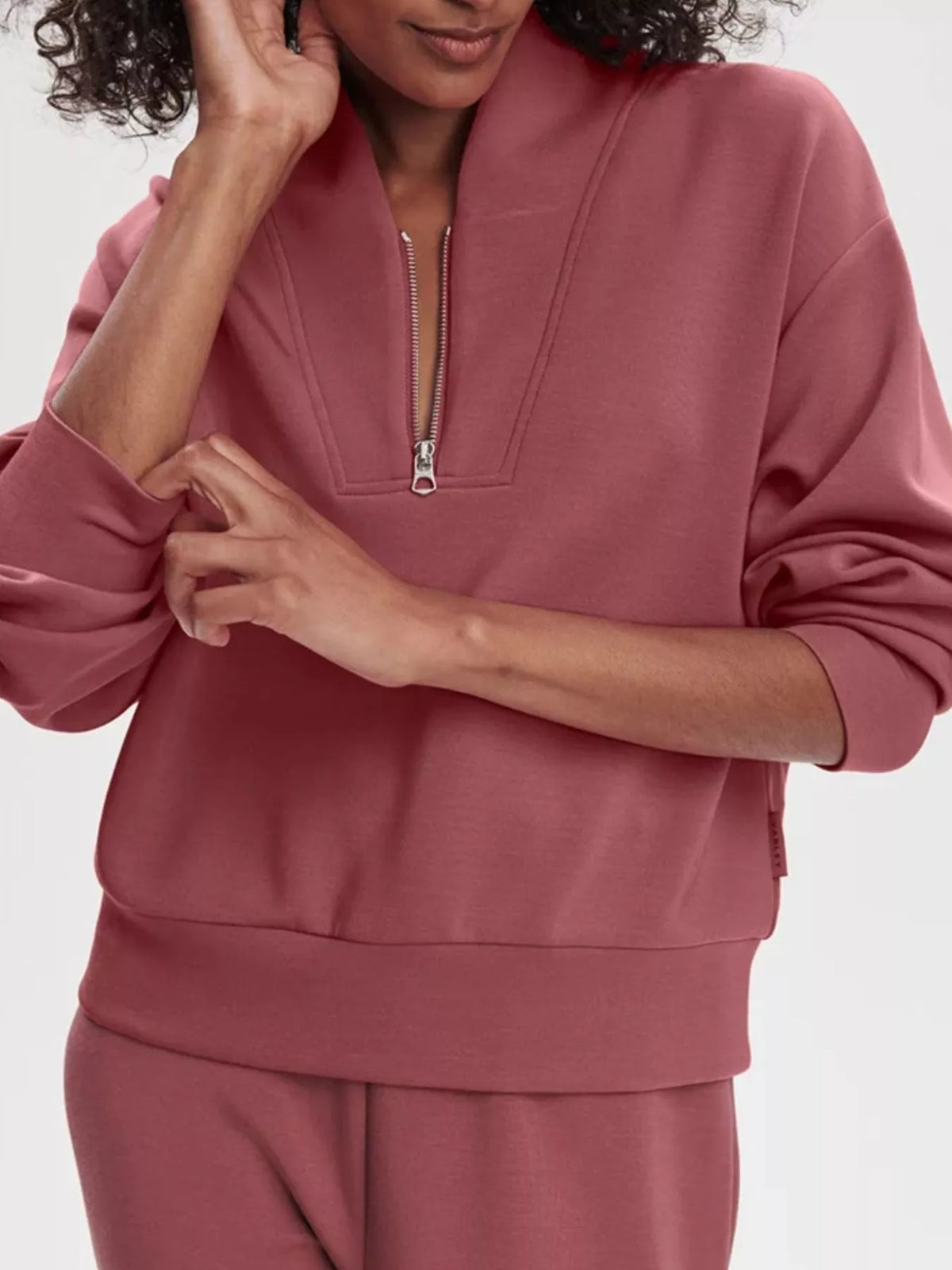 Trendsi Quarter-Zip Sweatshirt and Wide-Leg Pants Set -