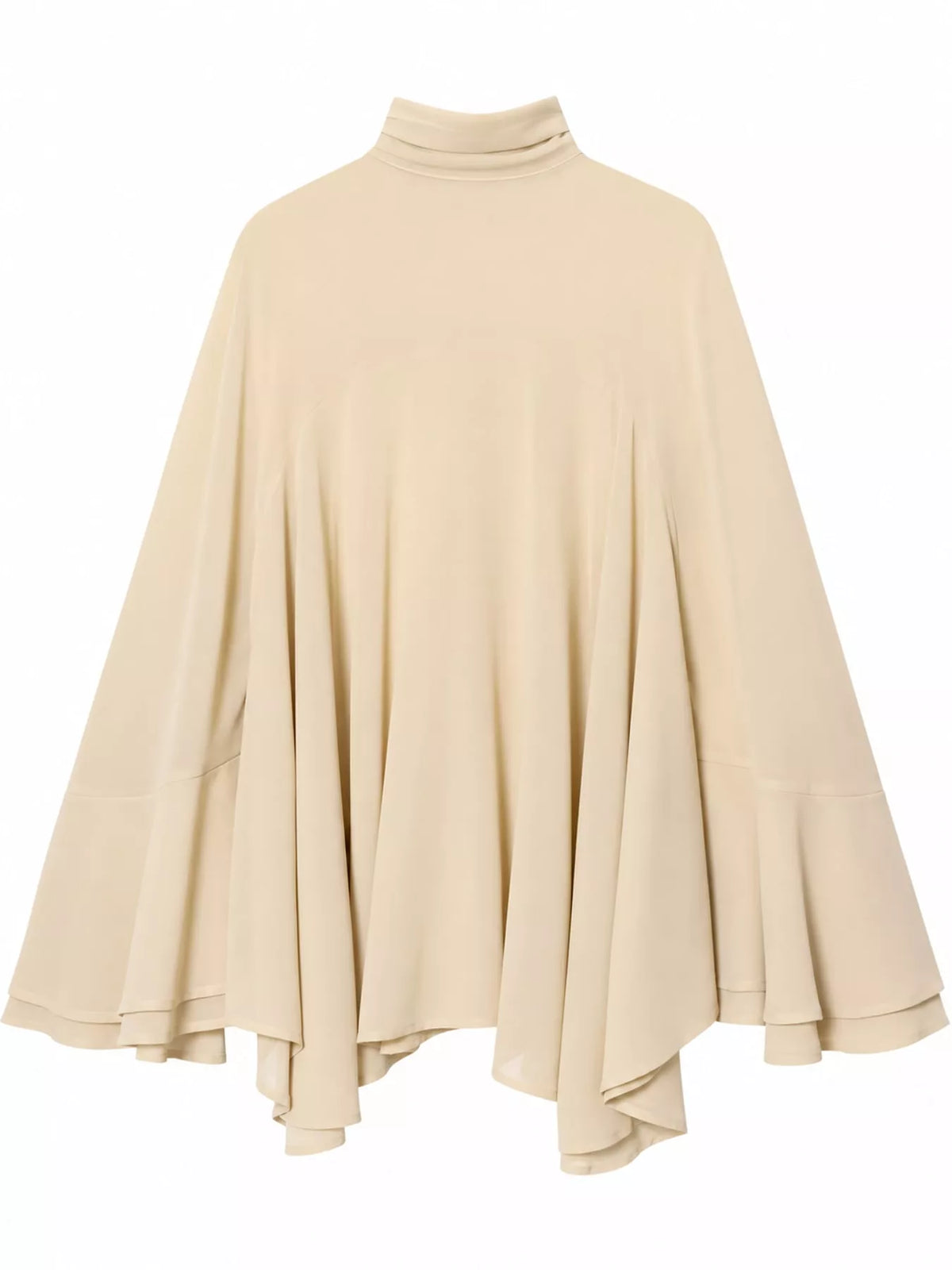 Mock Neck Chiffon Cape in apricot