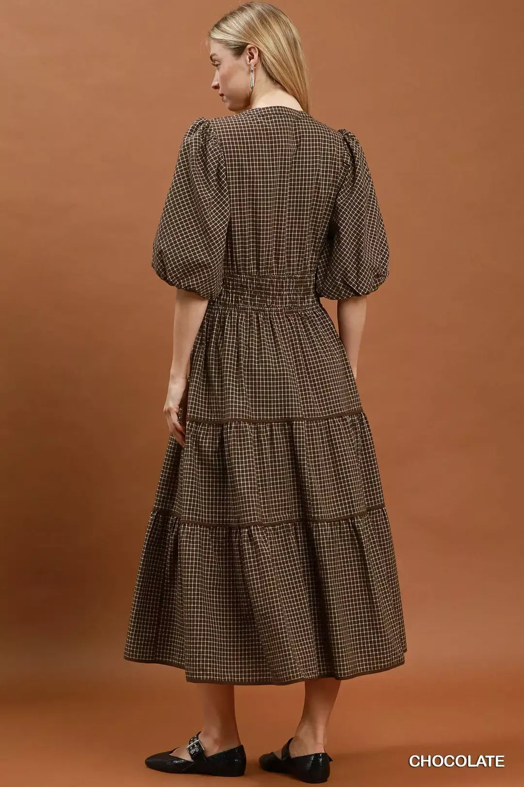Trendsi Umgee Paid Smocked Waist Tiered Midi Dress -