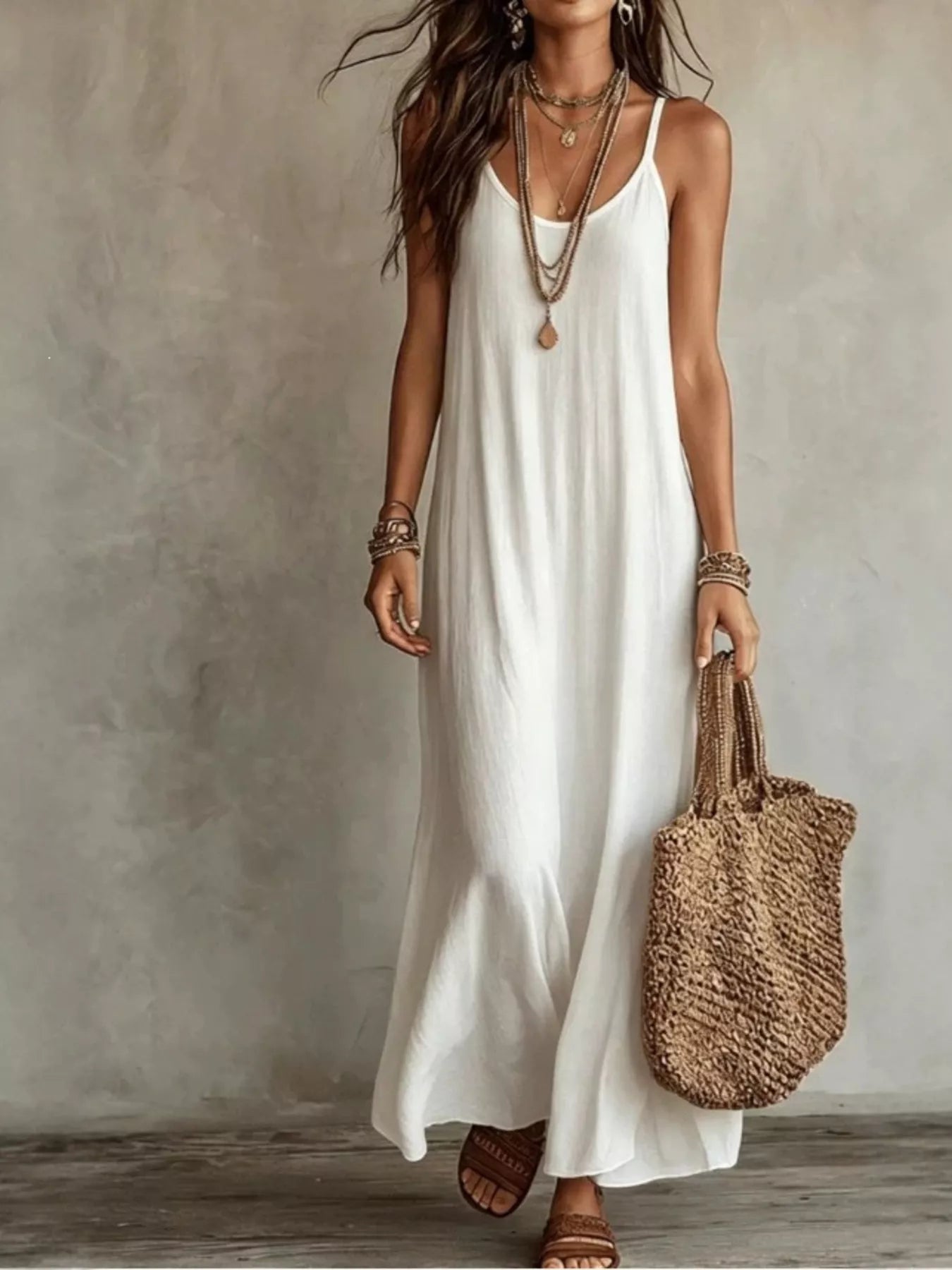 Trendsi Full Size Scoop Neck Spaghetti Strap Maxi Dress Plus Size -