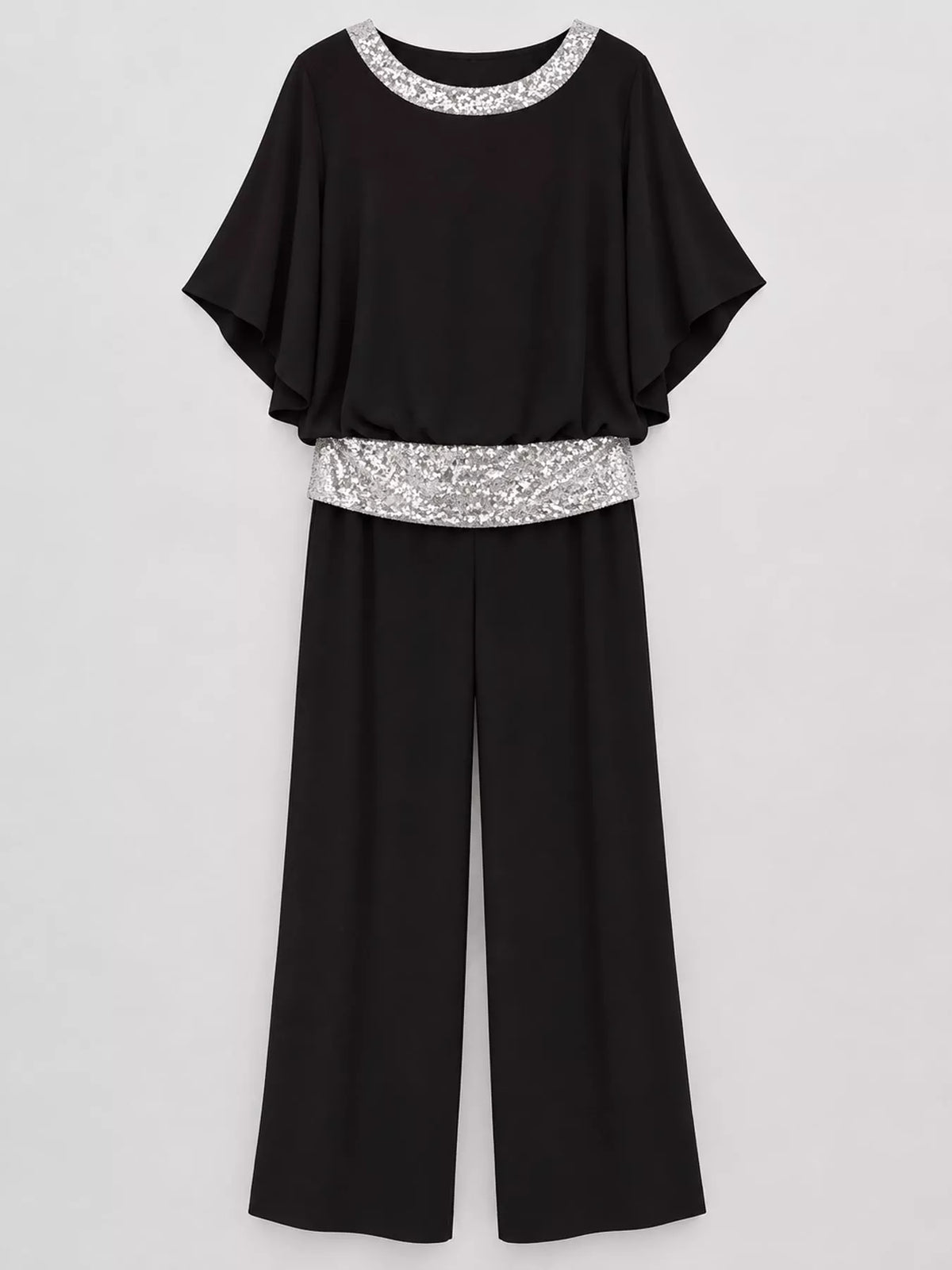 Chiffon Top and Wide-Leg Pants Set — garment front