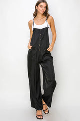 Trendsi HYFVE Half Button Sleeveless Straight Jumpsuit -