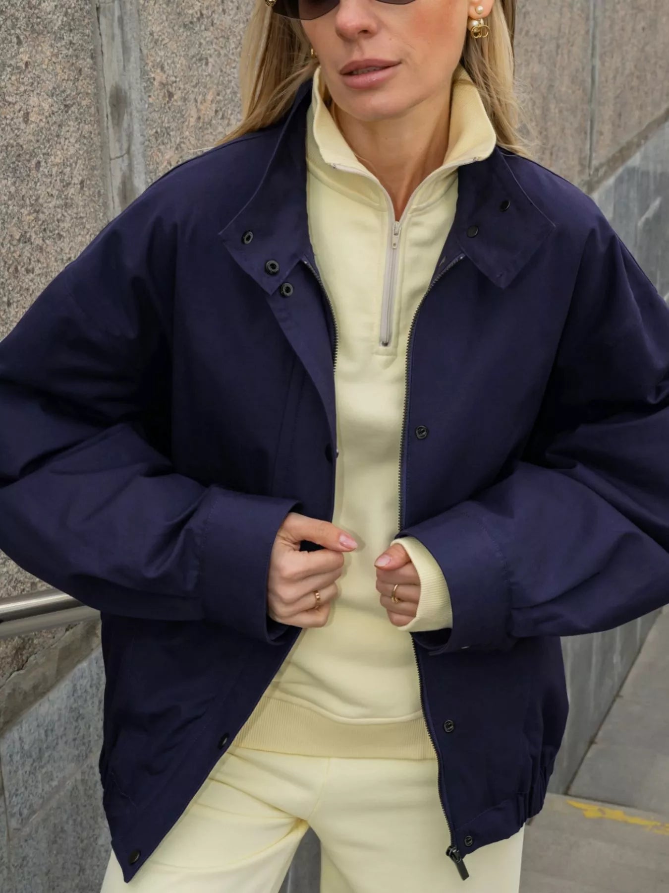 Trendsi Snap Down Dropped Shoulder Jacket -