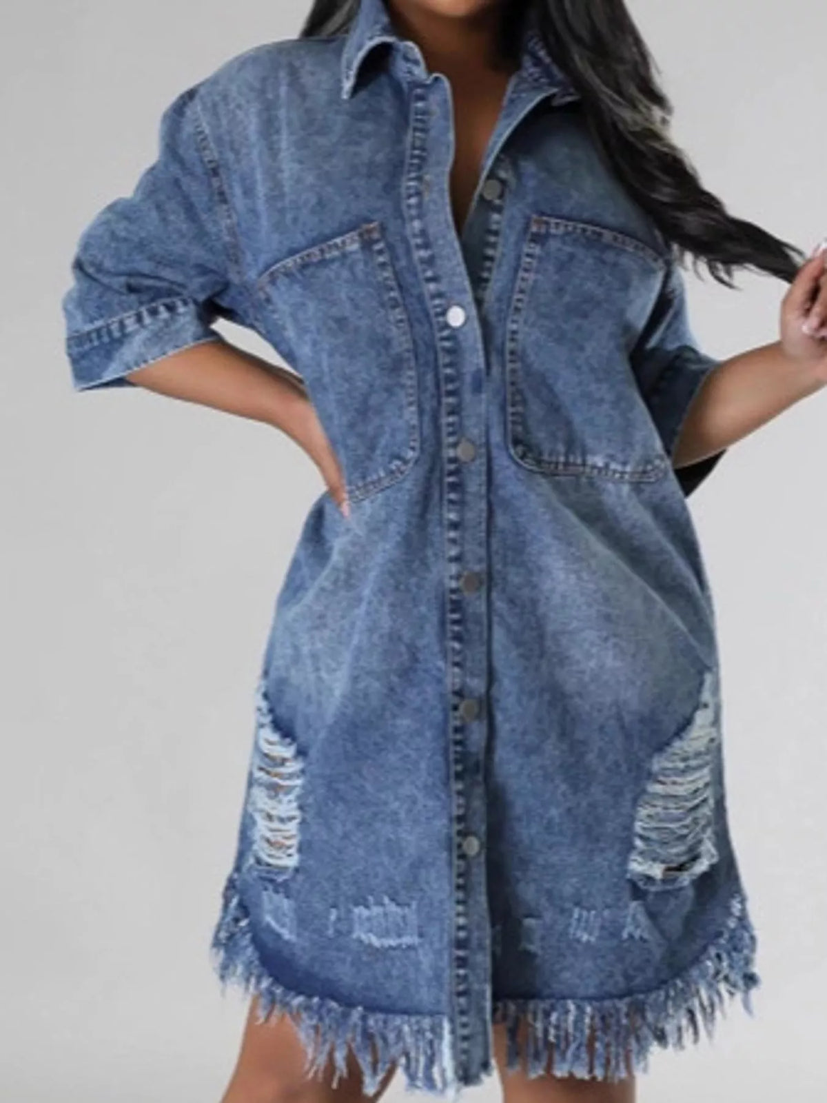 Denim dress, blue front
