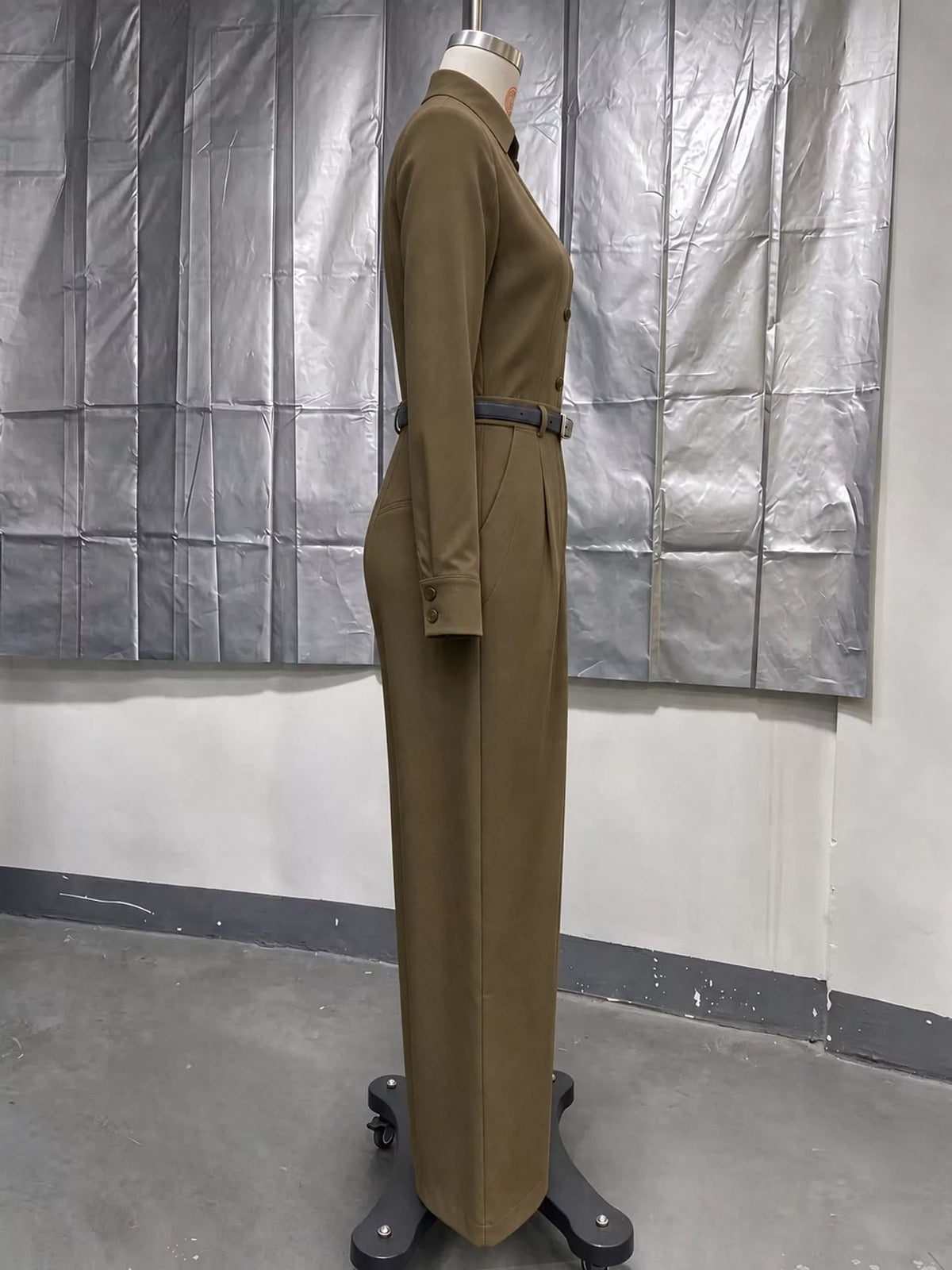 Button Front Wide-Leg Jumpsuit — side view