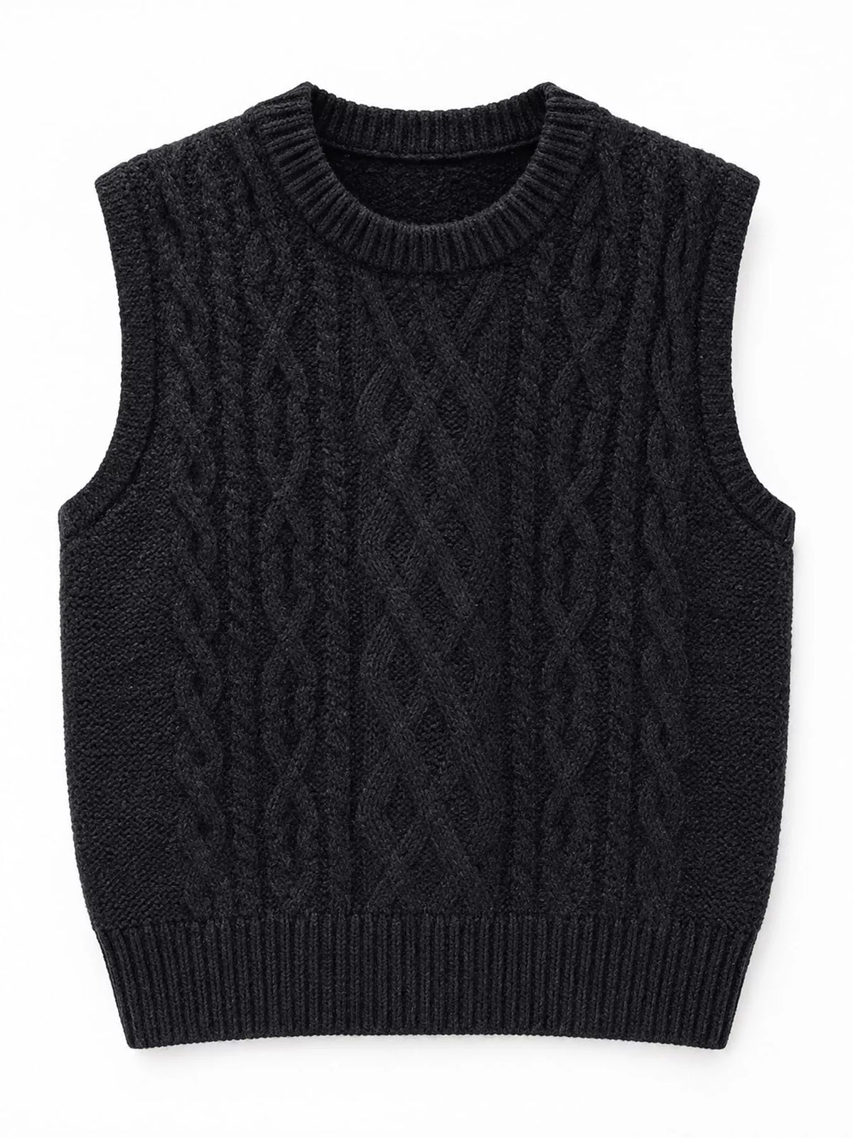 Black cable-knit sweater vest