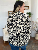 Trendsi Double Take Full Size Printed Ruffle Trim Balloon Sleeve Shirt -