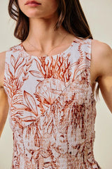 Trendsi SO ME Shell Print Smocked Fit And Flare Mini Lined Dress - Dresses