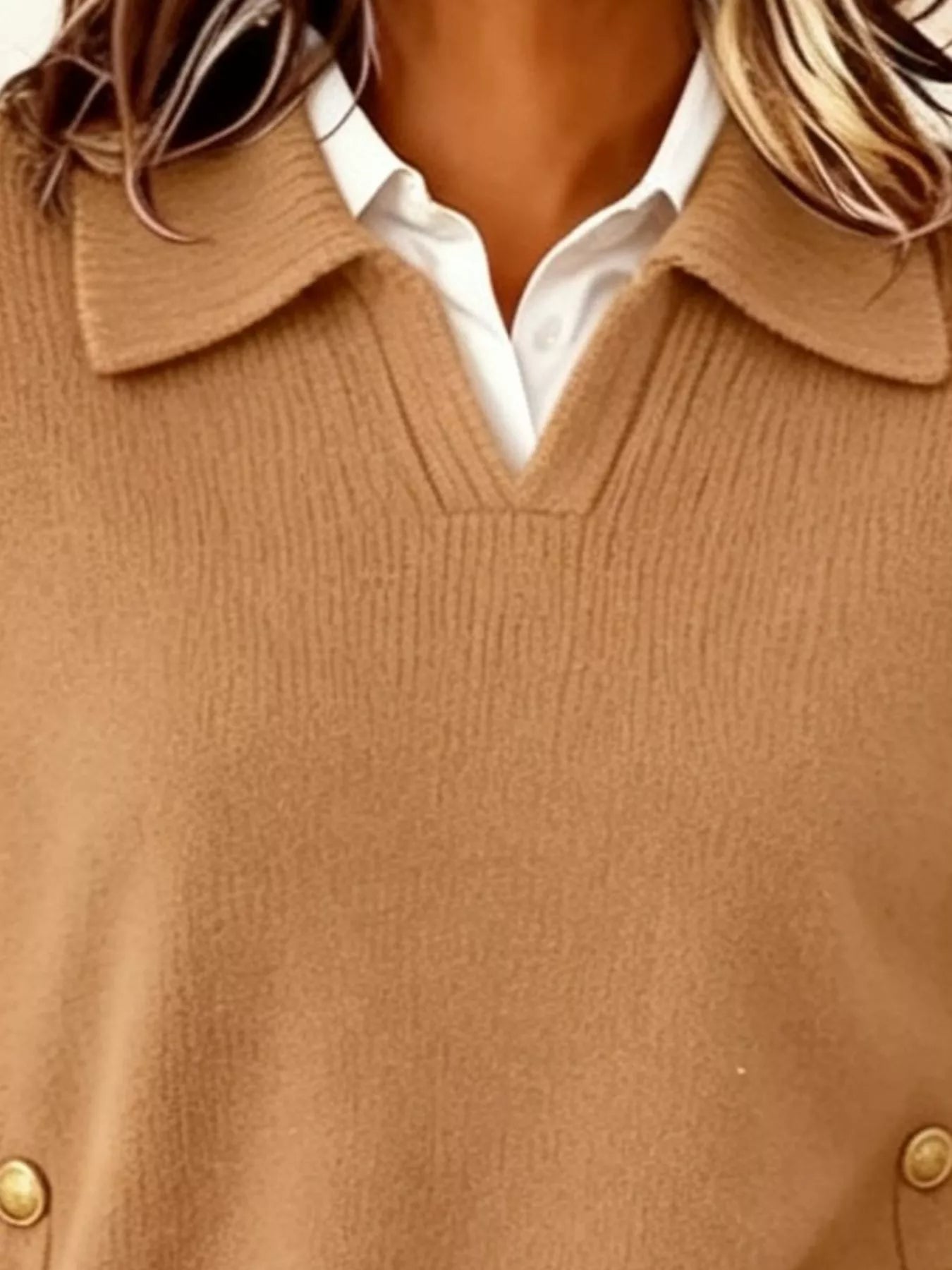 Trendsi Chic Collared Decor-Button Sweater -