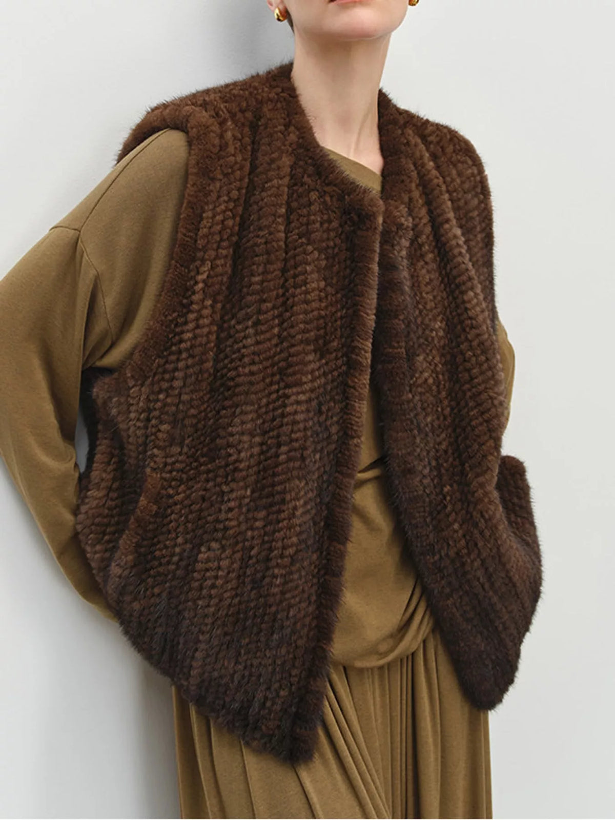 vest, front view on model