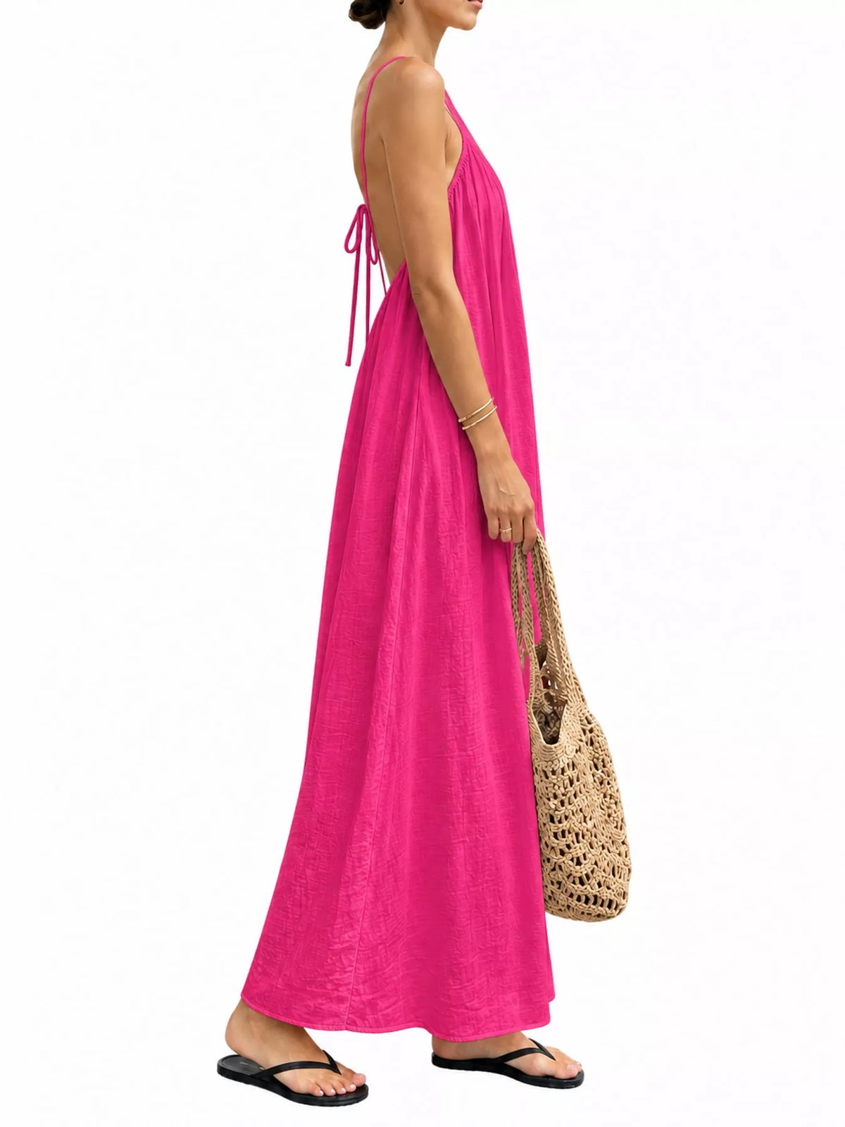 Backless Spaghetti Strap Maxi Dress — side view