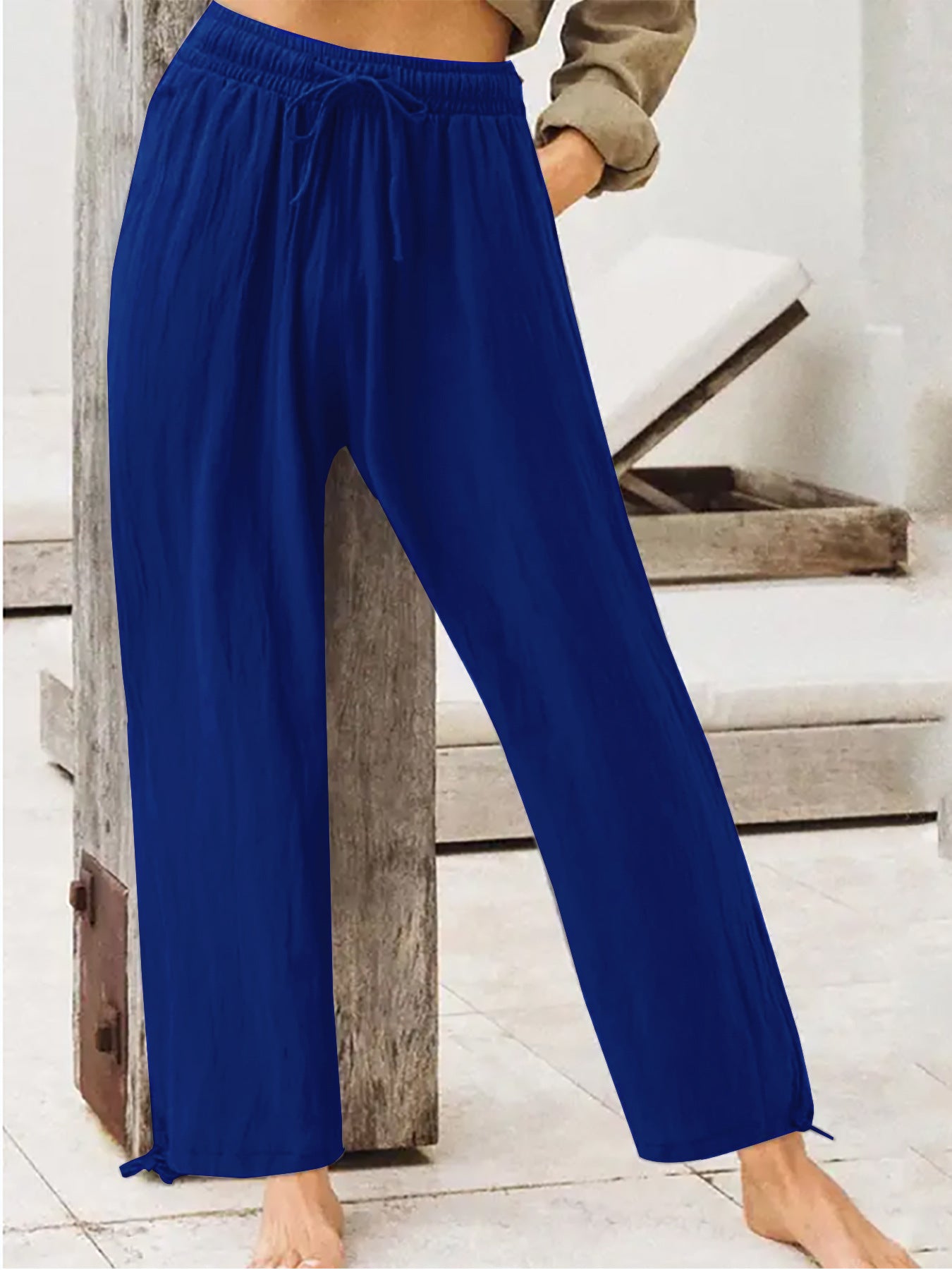 Trendsi Full Size Casual Drawstring Wide-Leg Pants Plus Size -