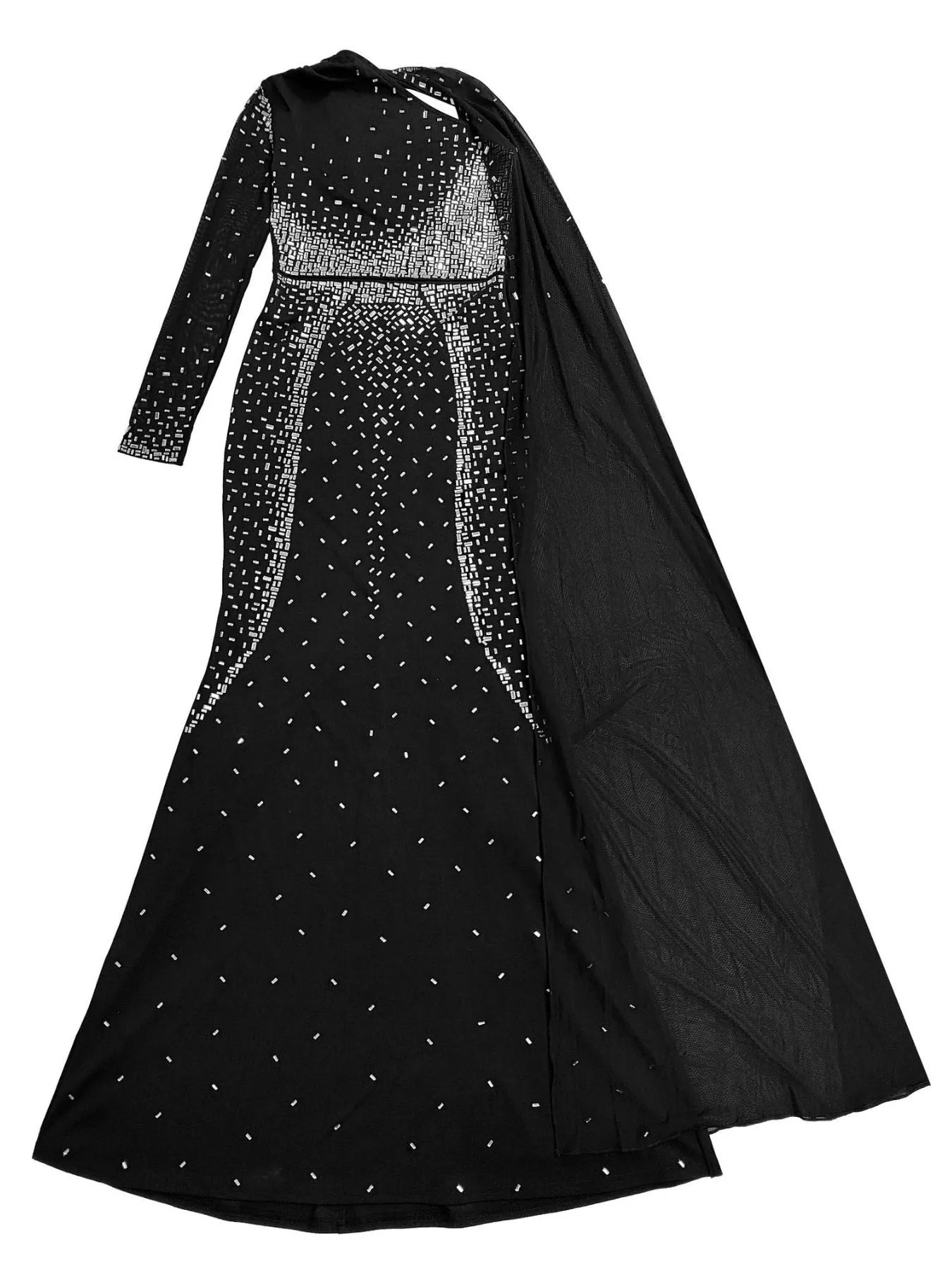 Trendsi Rhinestone Embellished Cape Maxi Dress -