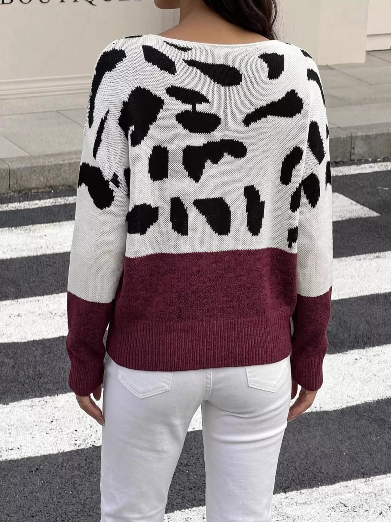 Trendsi Full Size Leopard One Shoulder Sweater Plus Size -