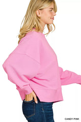 Trendsi Zenana Ribbed Round Neck Pullover and Shorts Set -