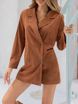 Trendsi Lapel Collar Long Sleeve Romper -