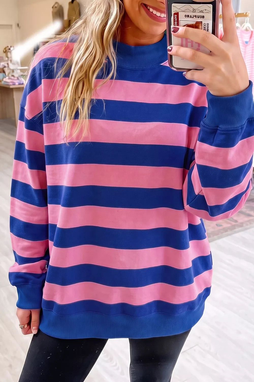 Trendsi Striped Crew Neck Sweatshirt -