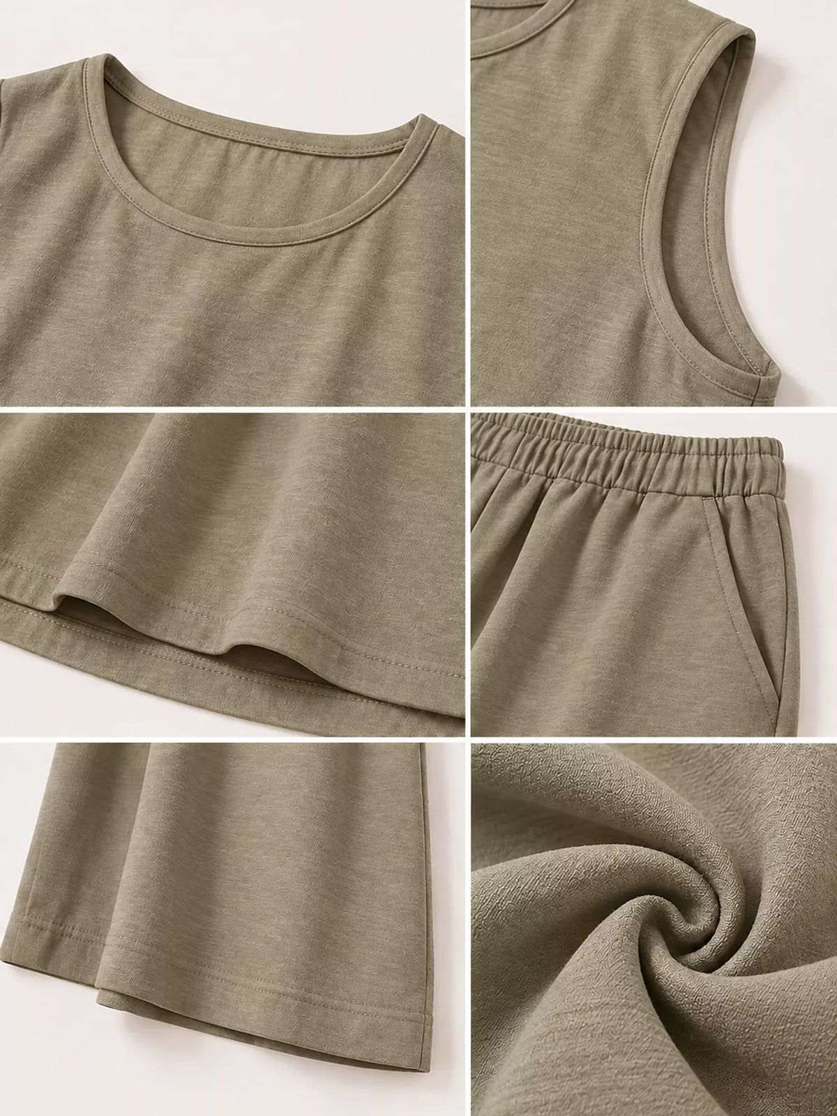 Sleeveless Tank Top and Wide-Leg Pants Set — construction details
