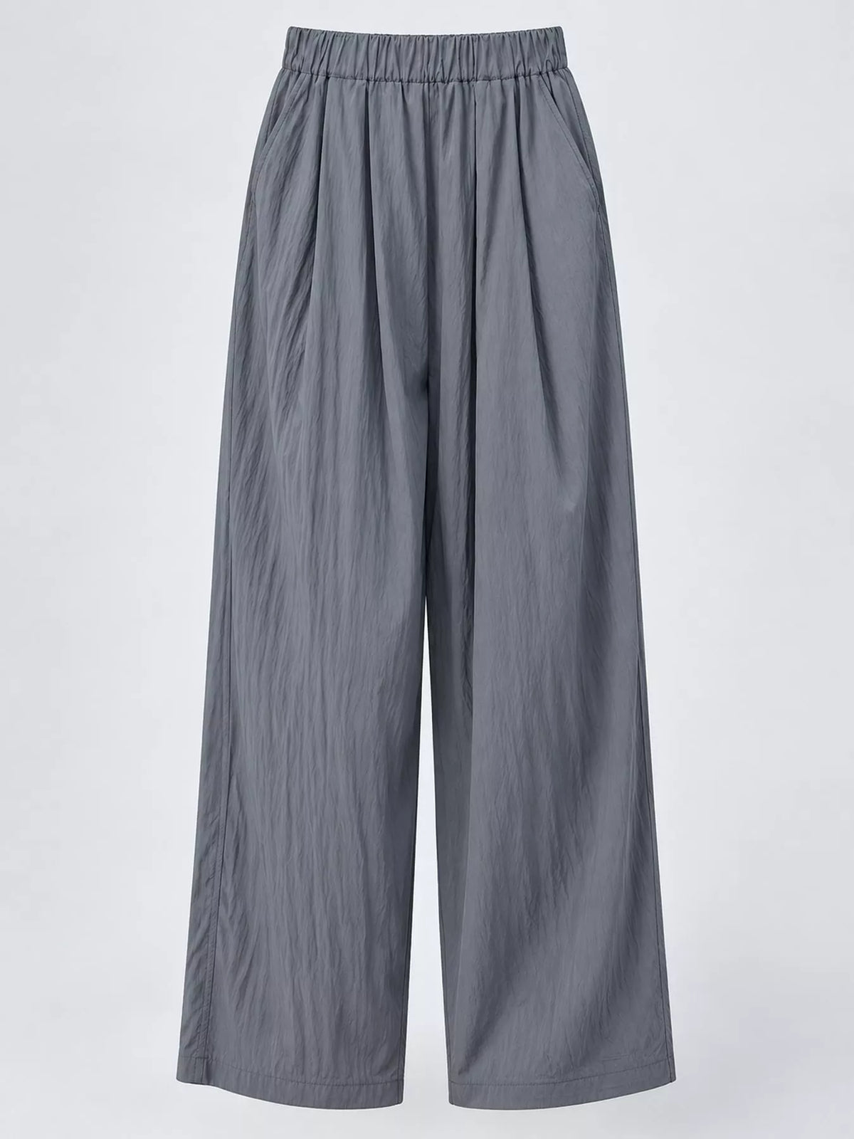 Women's High-Waisted Loose Fit Wide-Leg Casual Pants in gray — flat lay view