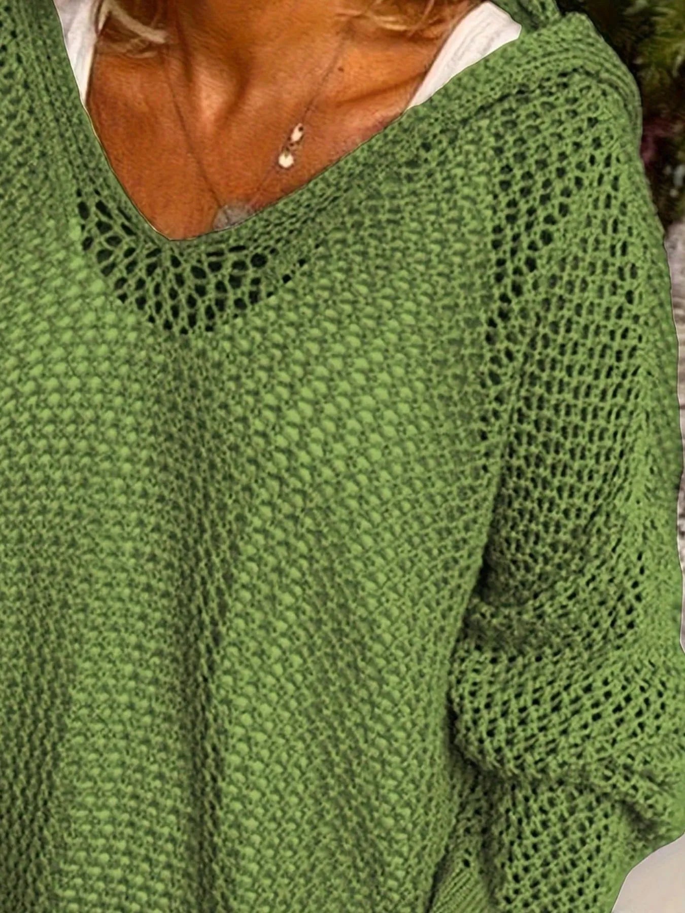 Trendsi Openwork Long Sleeve Hooded Knit Cover Up -