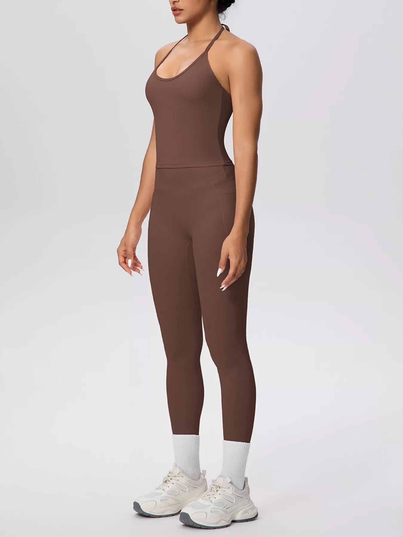 Trendsi Halter Neck Cami and High-Waisted Leggings Active Set -