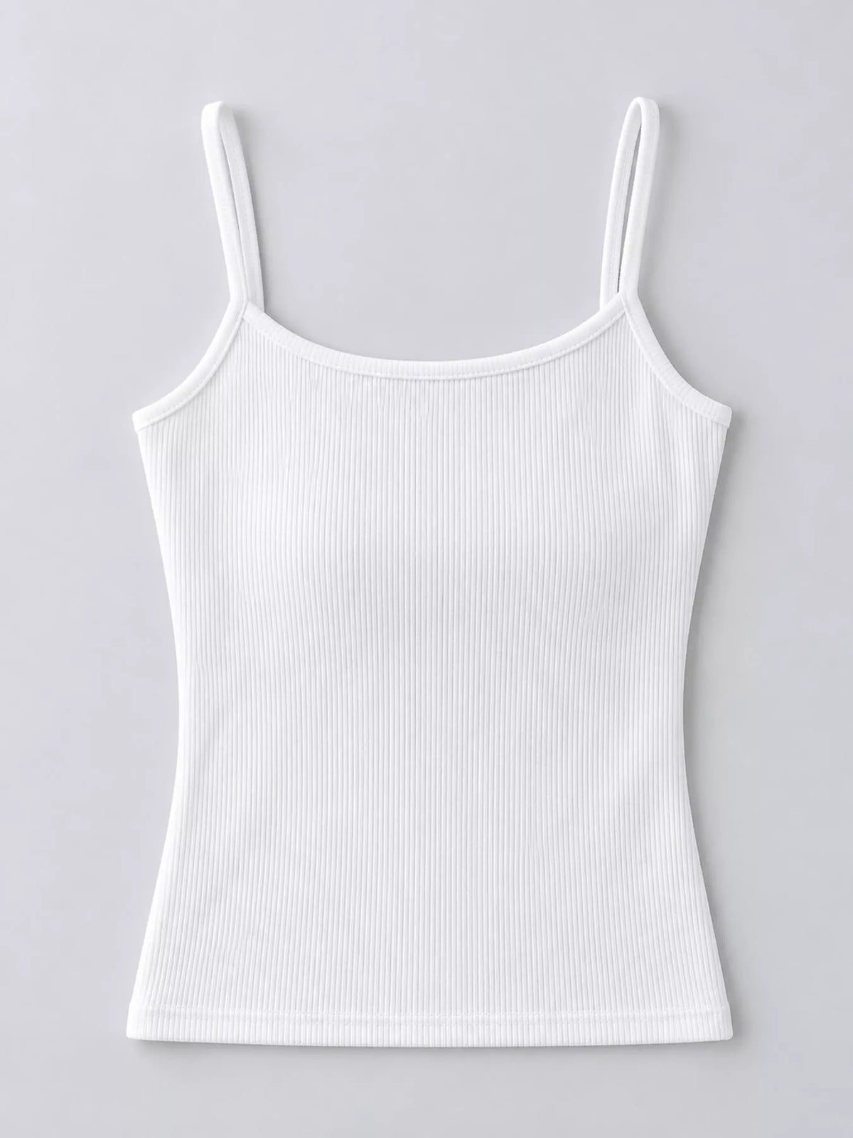 Slim-Fit Ribbed Square Neck Cami Top — garment front