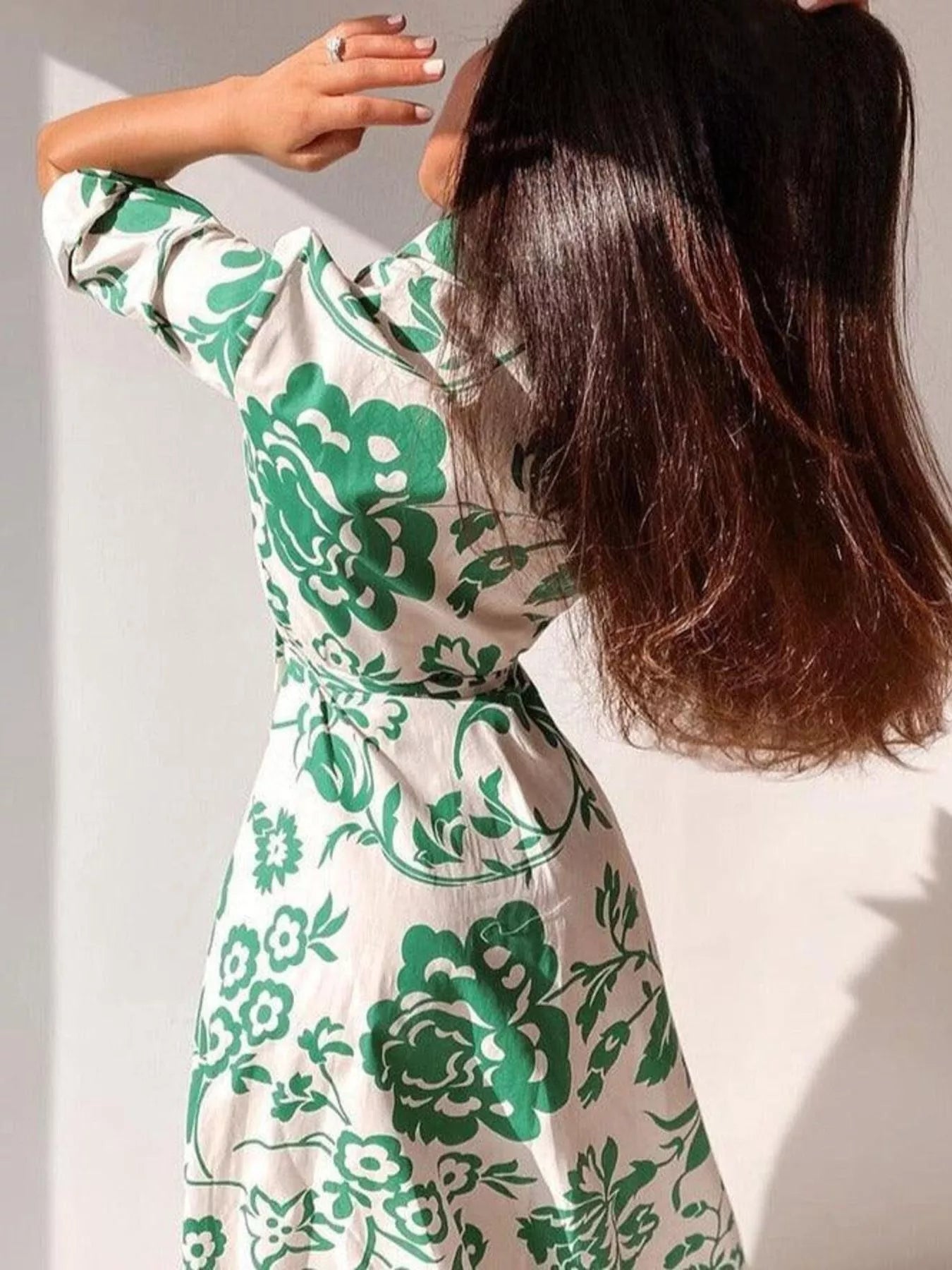 Trendsi Elegant Floral Print Shirt Dress with Belt -