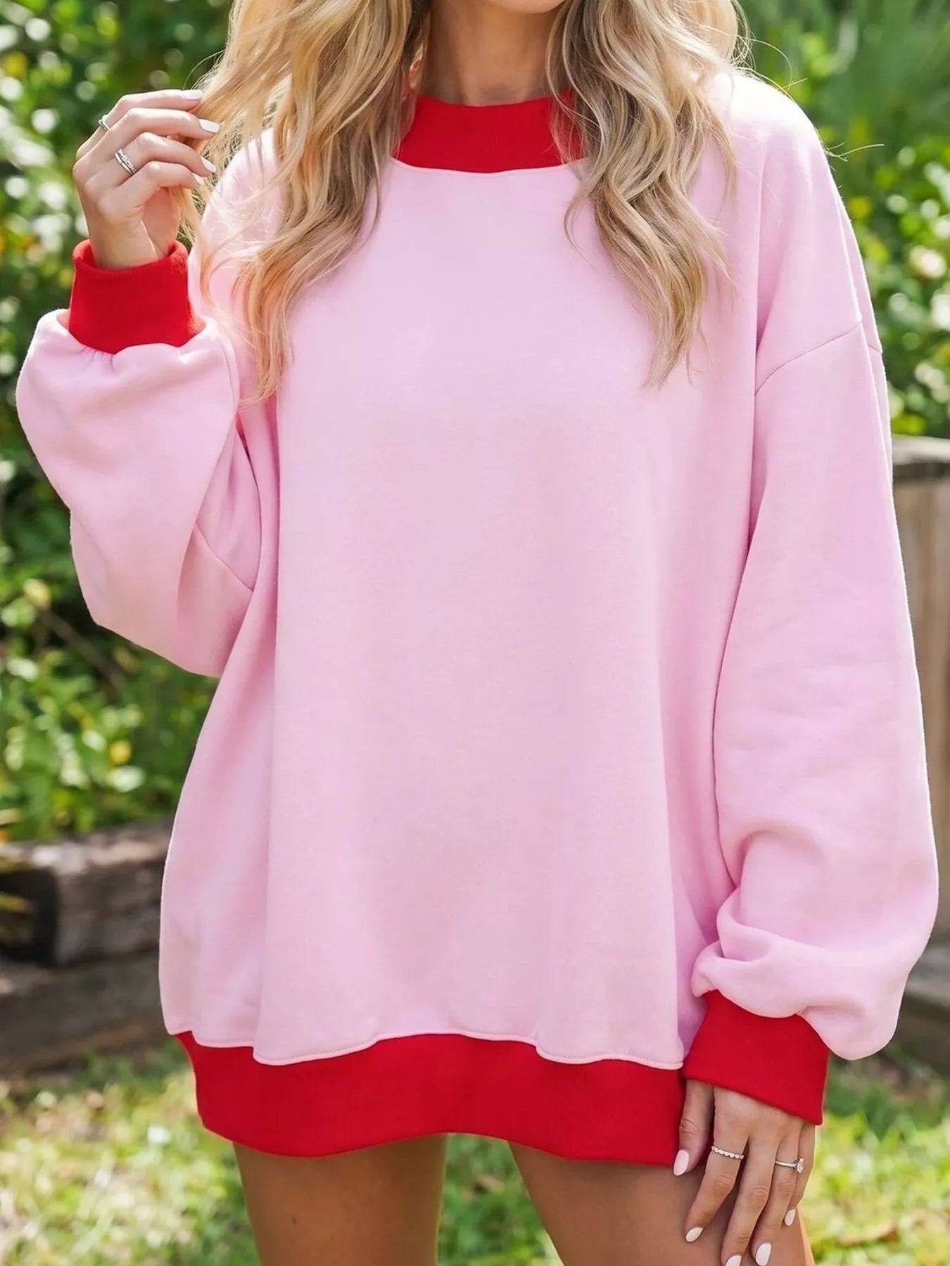 Trendsi Oversized Color-Block Crewneck Sweatshirt -