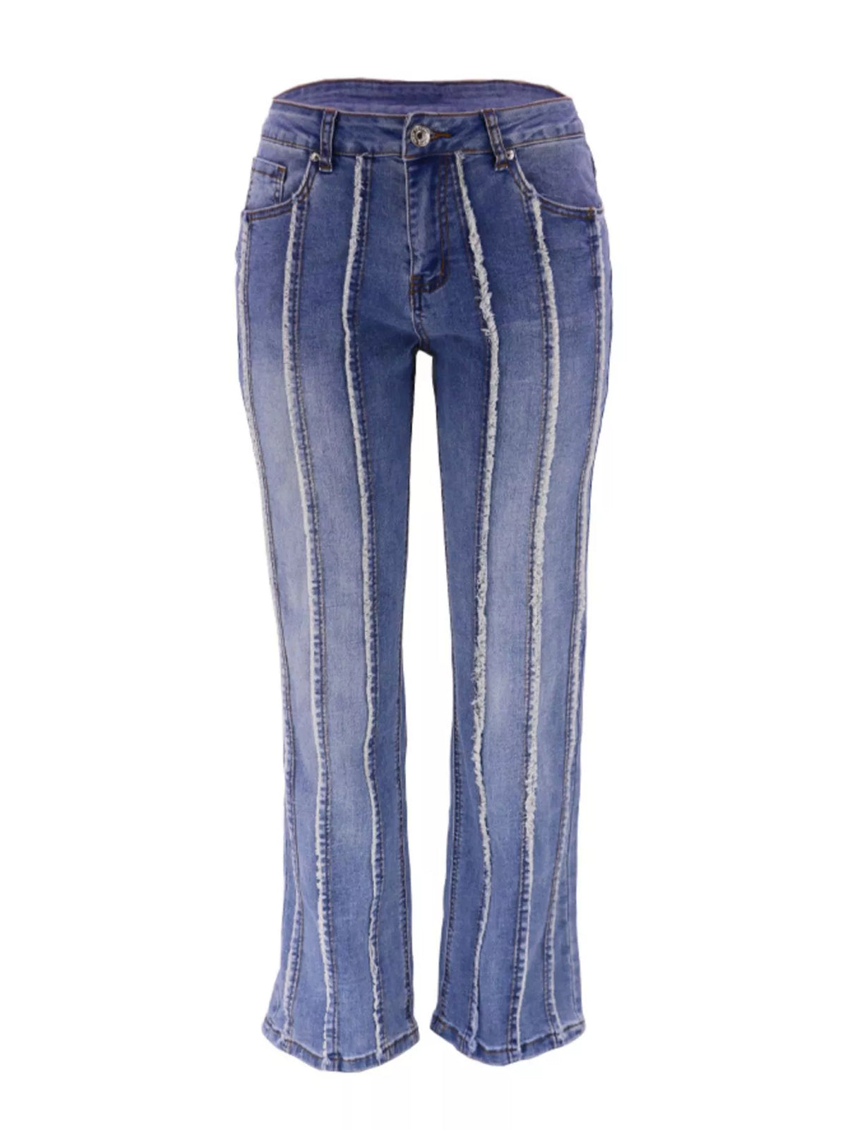Striped low-rise flare jeans