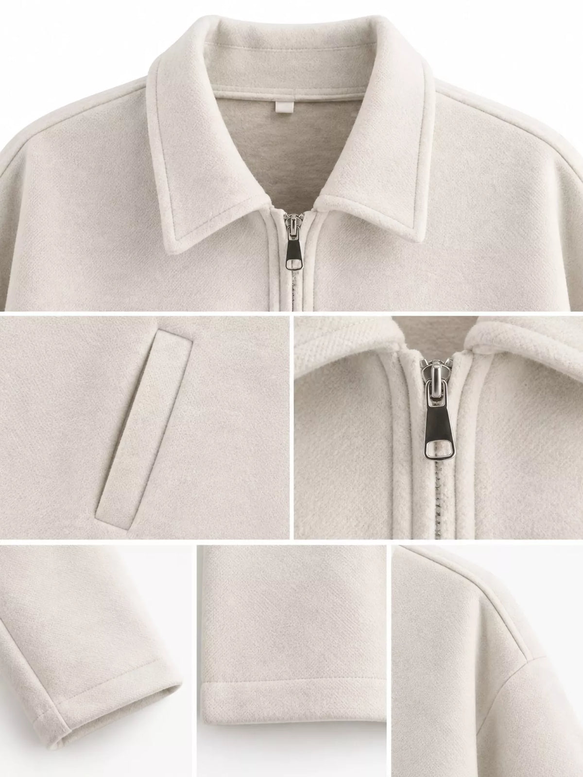 Cropped zip jacket, ivory detail collage