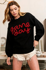 Trendsi BiBi Game Day Metallic Letter Sweater -