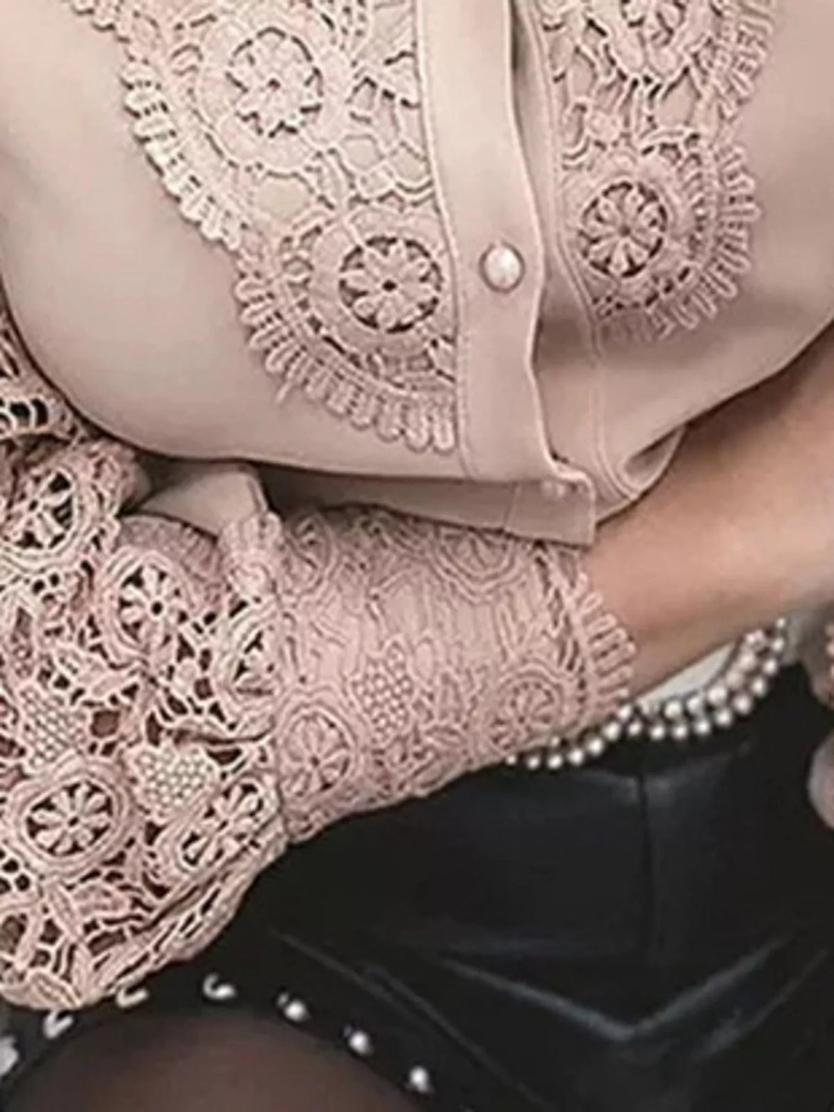 Dusty pink shirt lace sleeve and cuff detail