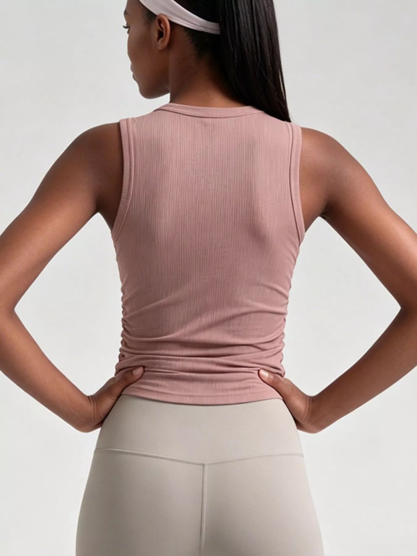Trendsi Ribbed Ruched Active Tank -