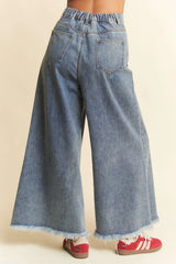 Trendsi Davi & Dani Patch Pocket Wide Leg Culotte Jeans -
