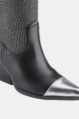 Trendsi Weeboo Chunky Heel Rhinestone Western Cowboy Boots -