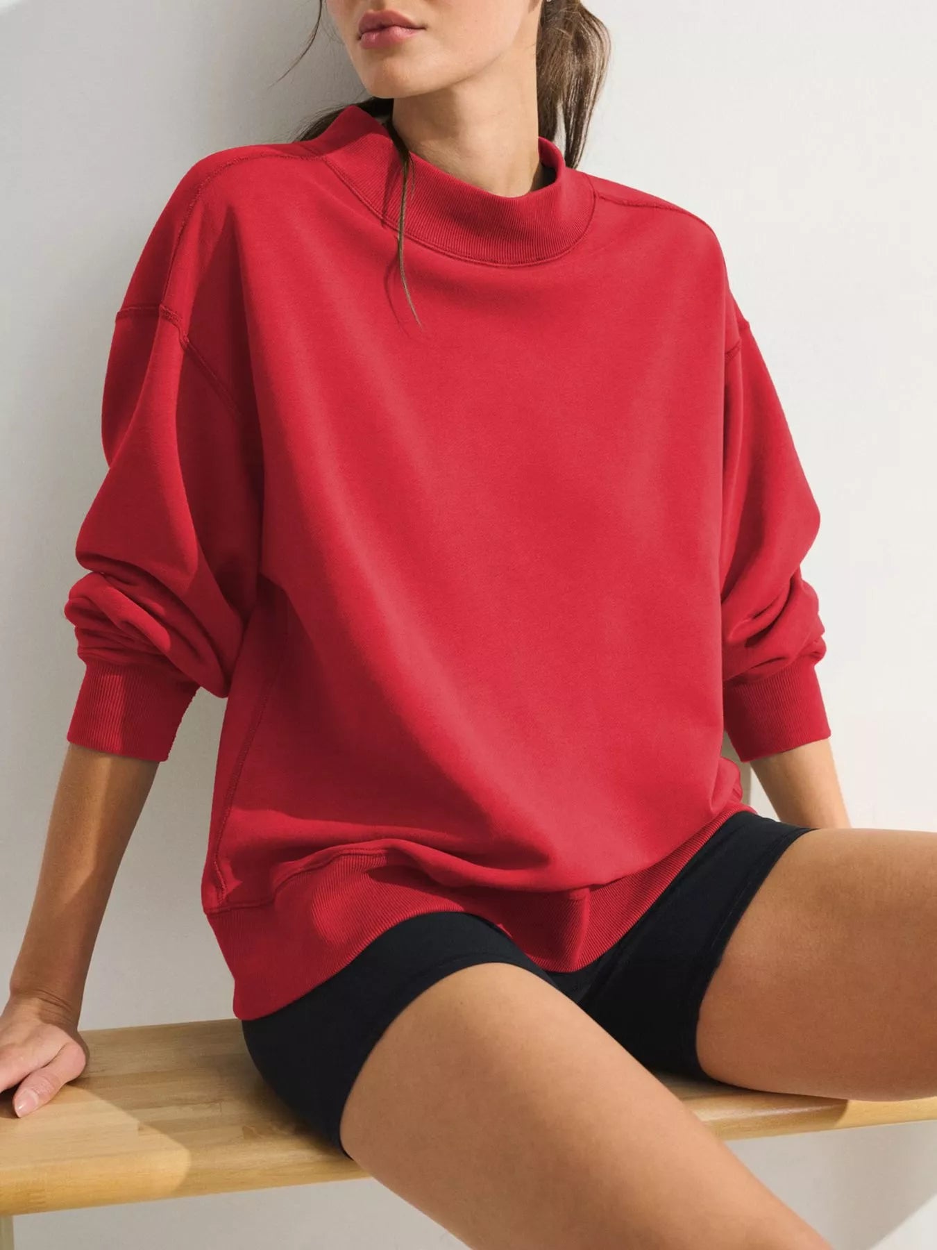 Trendsi Mock Neck Oversized Sweatshirt -