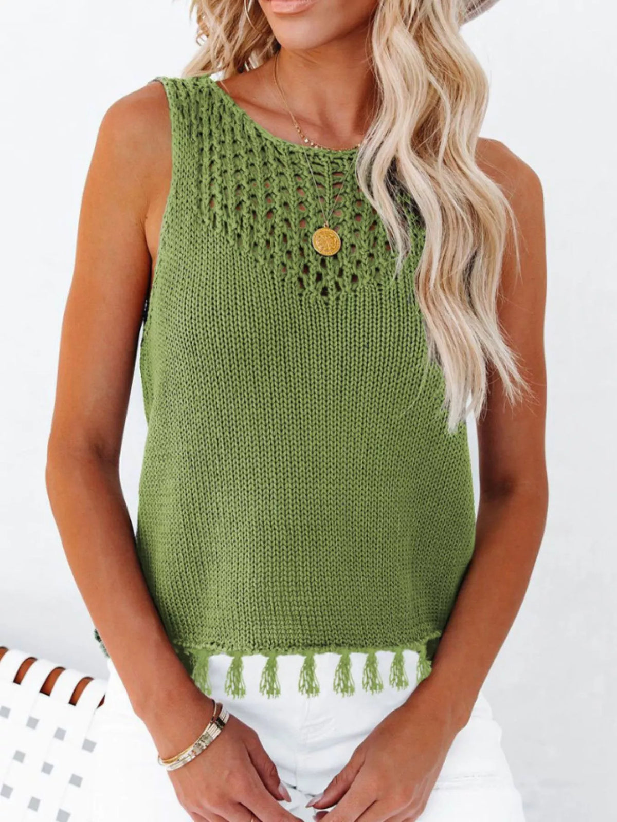 Trendsi Tassel Knit Tank -