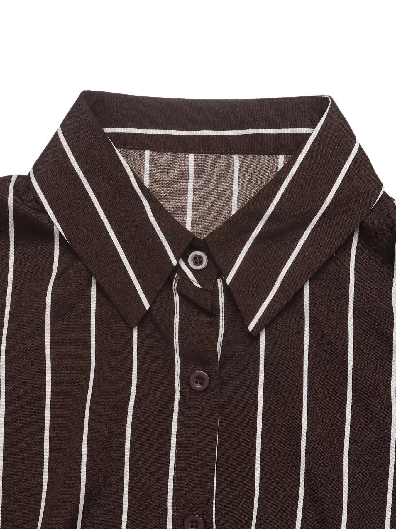 Trendsi Striped Long Sleeve Belted Shirt Dress -