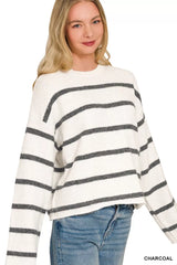 Trendsi Zenana Wool Blend Striped Sweater -