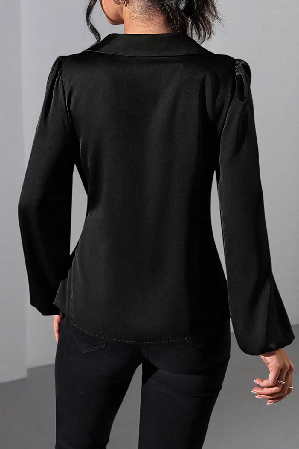 Trendsi Satin Tied Detail Long Sleeve Blouse -