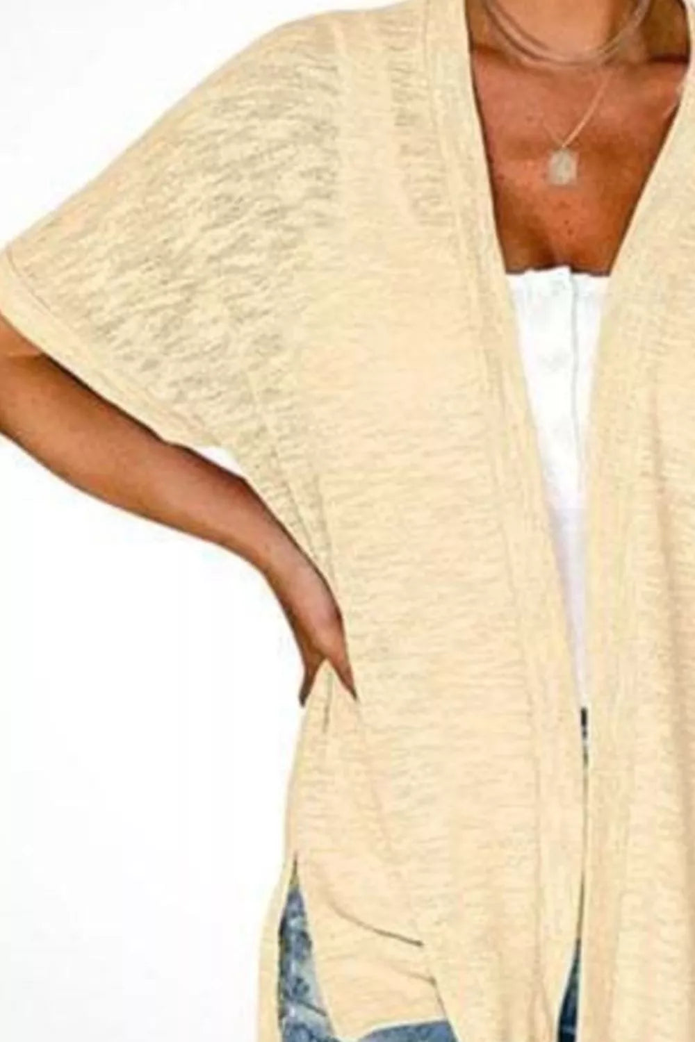 Trendsi Side Sit Open Front Cardigan -