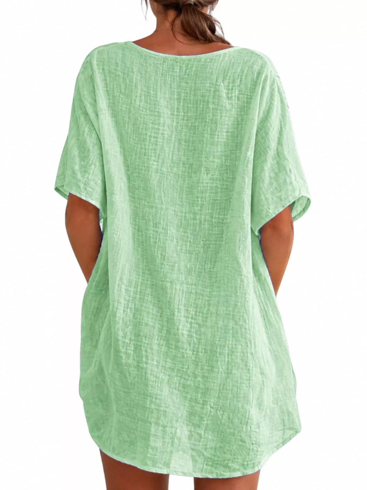 Linen-blend shirt, green back