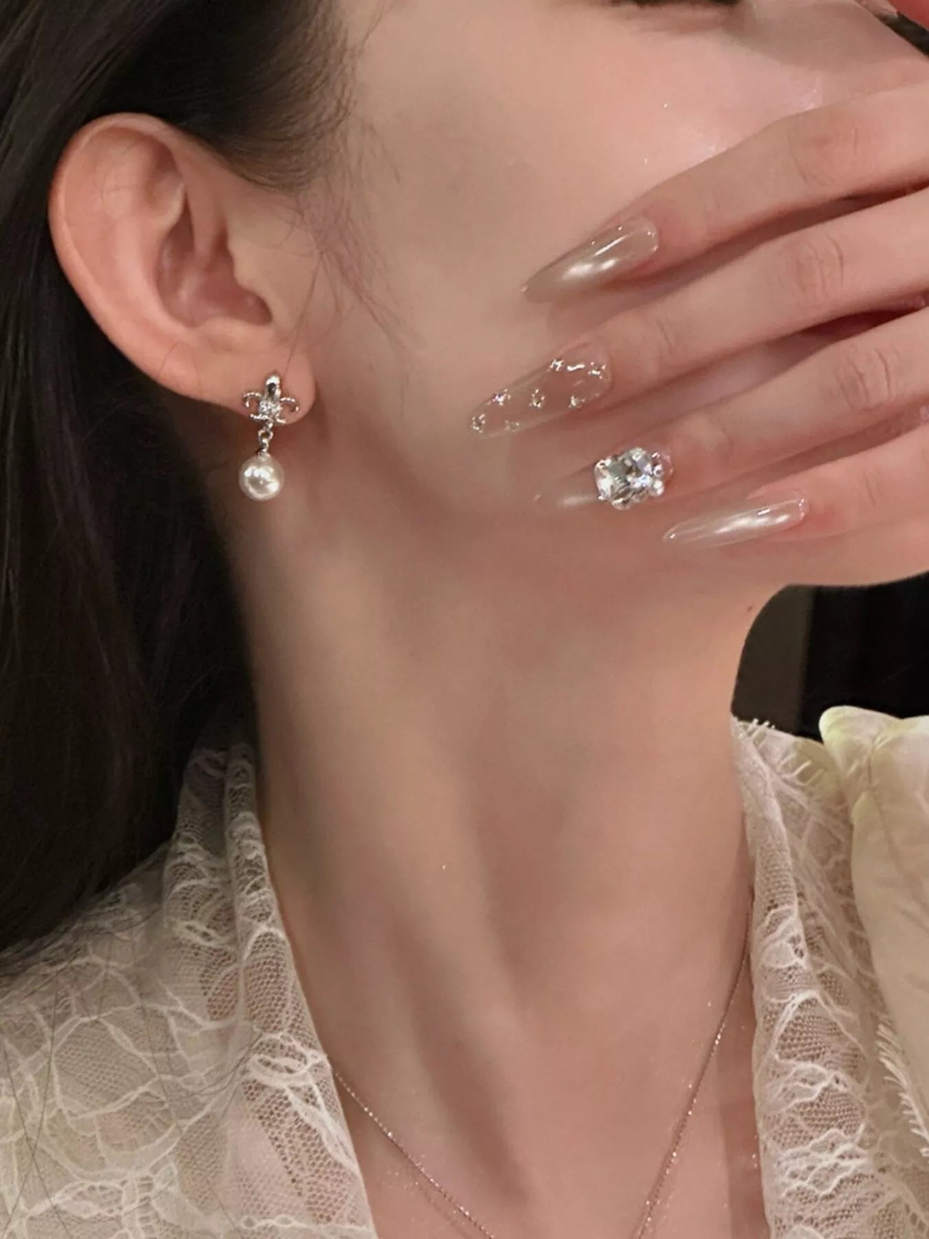 Trendsi Alloy Pearl Drop Earrings -