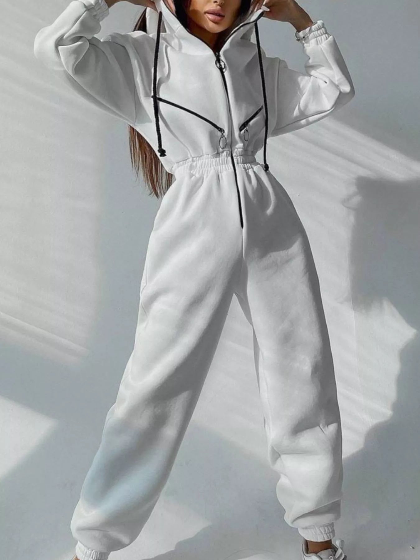 Trendsi Zip Front Dropped Shoulder Jumpsuit -