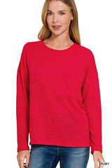 Trendsi Zenana Slub Hacci Long Sleeve T-Shirt -