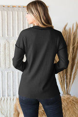 Trendsi Heimish Full Size Ribbed V-Neck Exposed Seam Top - Shirts