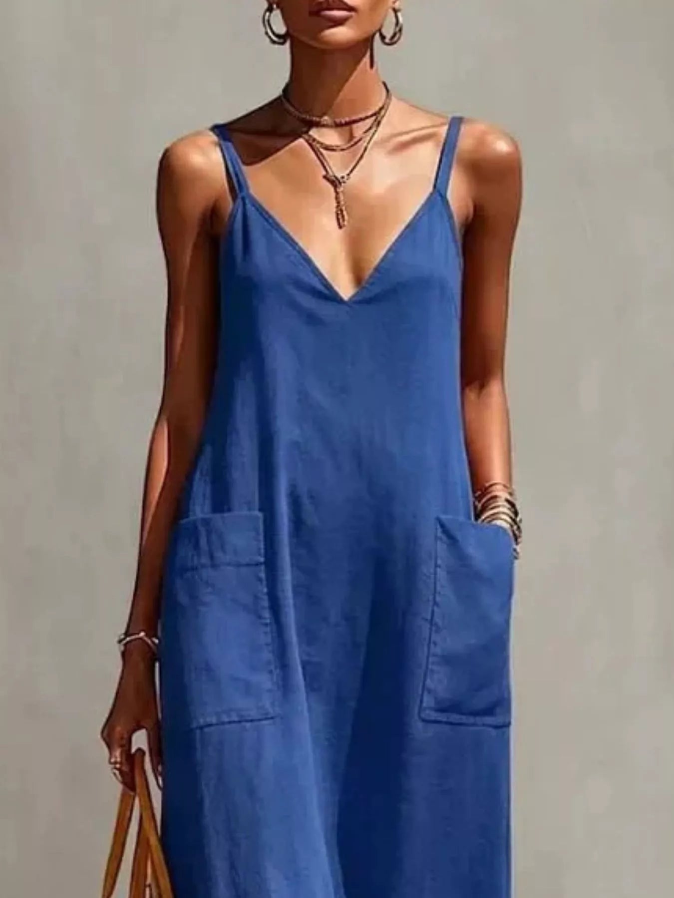 Trendsi Full Size Fringe V-Neck Spaghetti Strap Dress Plus Size -