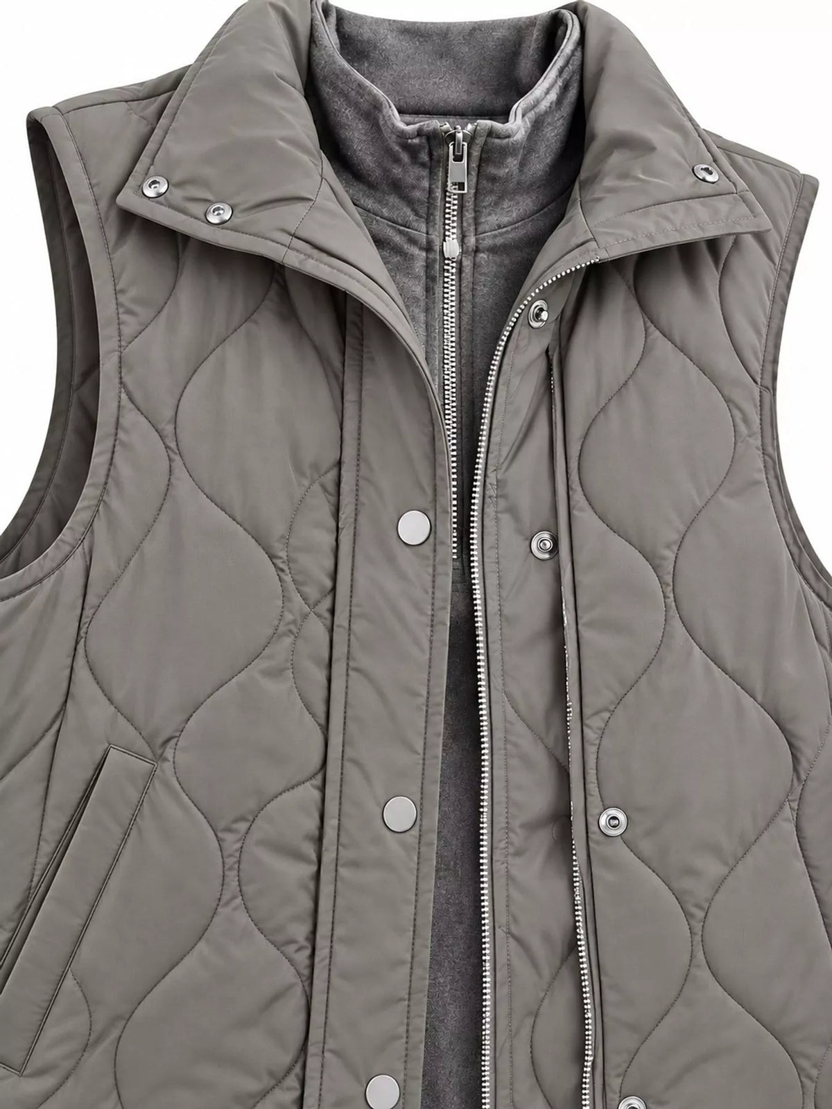Quilted Snap-Front Vest — garment construction details