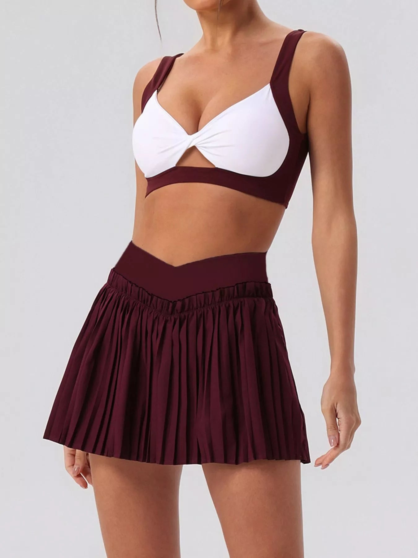 Trendsi Sleeveless Top and Pleated Skirt Active Set -